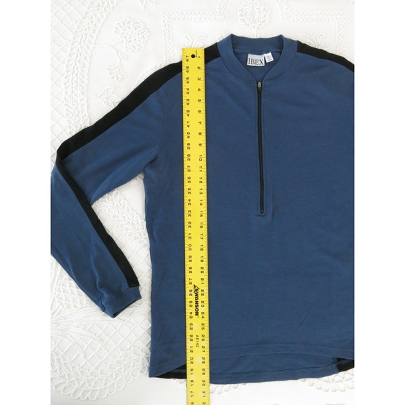 Ibex Merino Wool Cycling Jersey Mens XL Blue Long Sleeve 1/4 Zip Bike Shirt - Picture 4 of 10